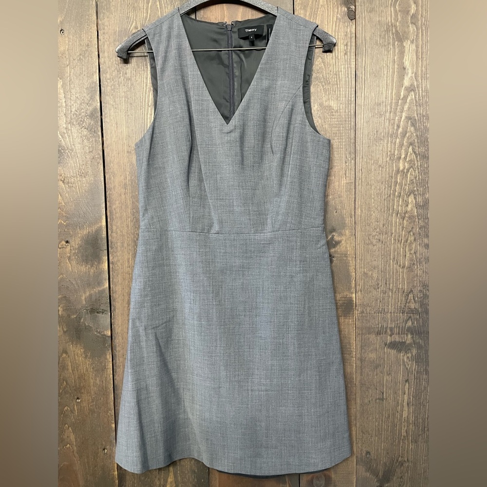 Theory Gray V-Neck Dress